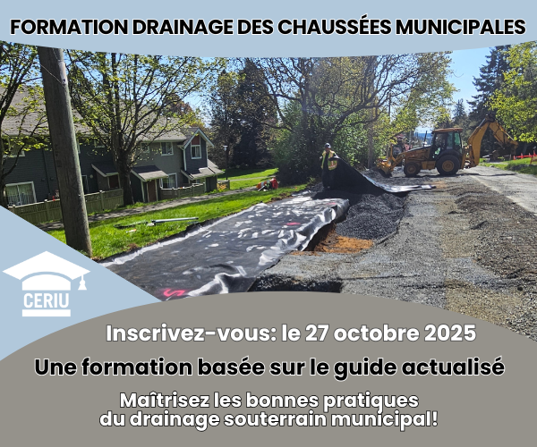 Formation Drainage des chaussées municipales—Inscrivez-vous: le 27 oct
